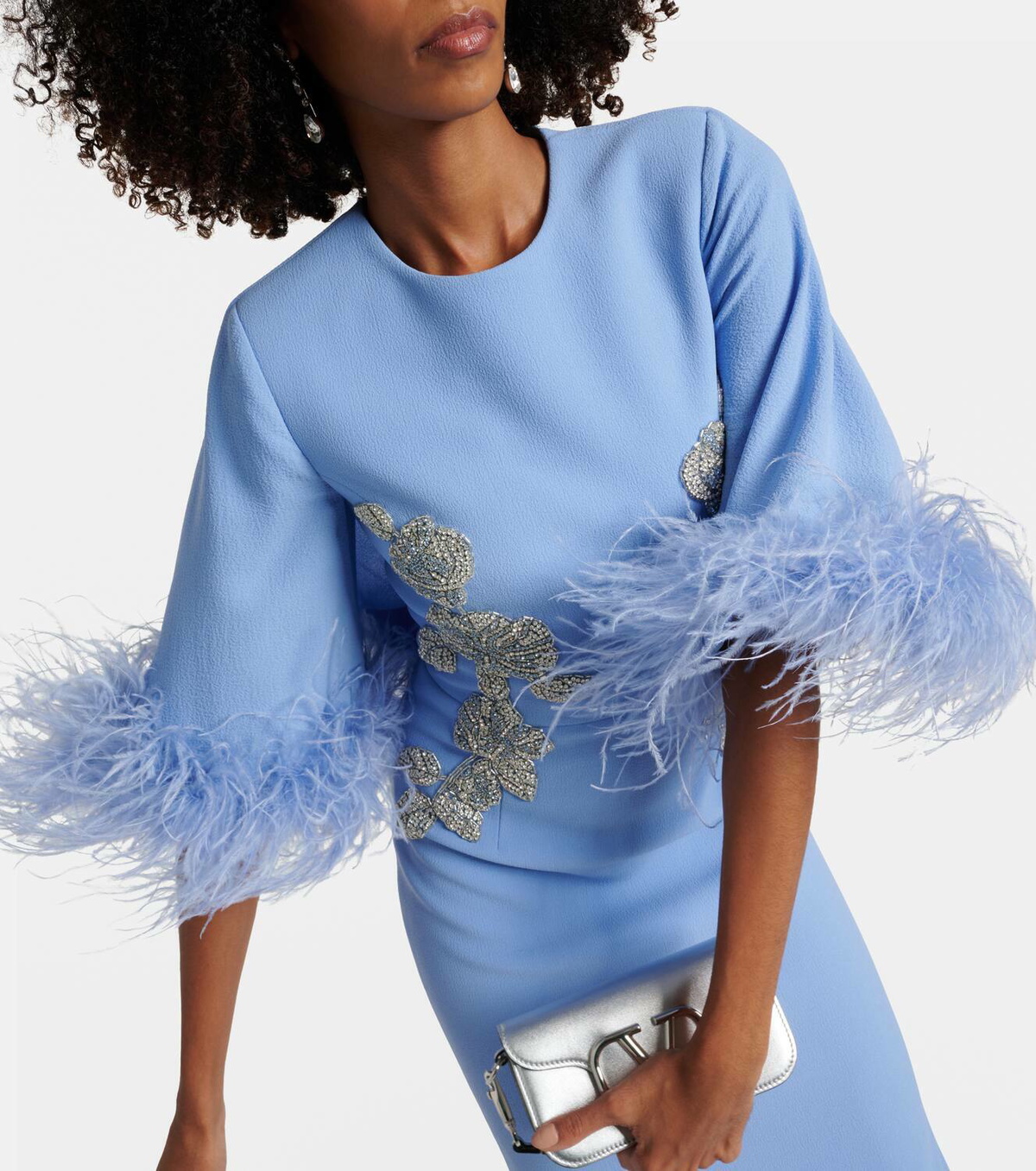 Rebecca Vallance Juliana feather-trimmed crêpe gown Rebecca