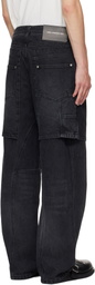 Andersson Bell Black Raptor Layered Wide-Leg Jeans