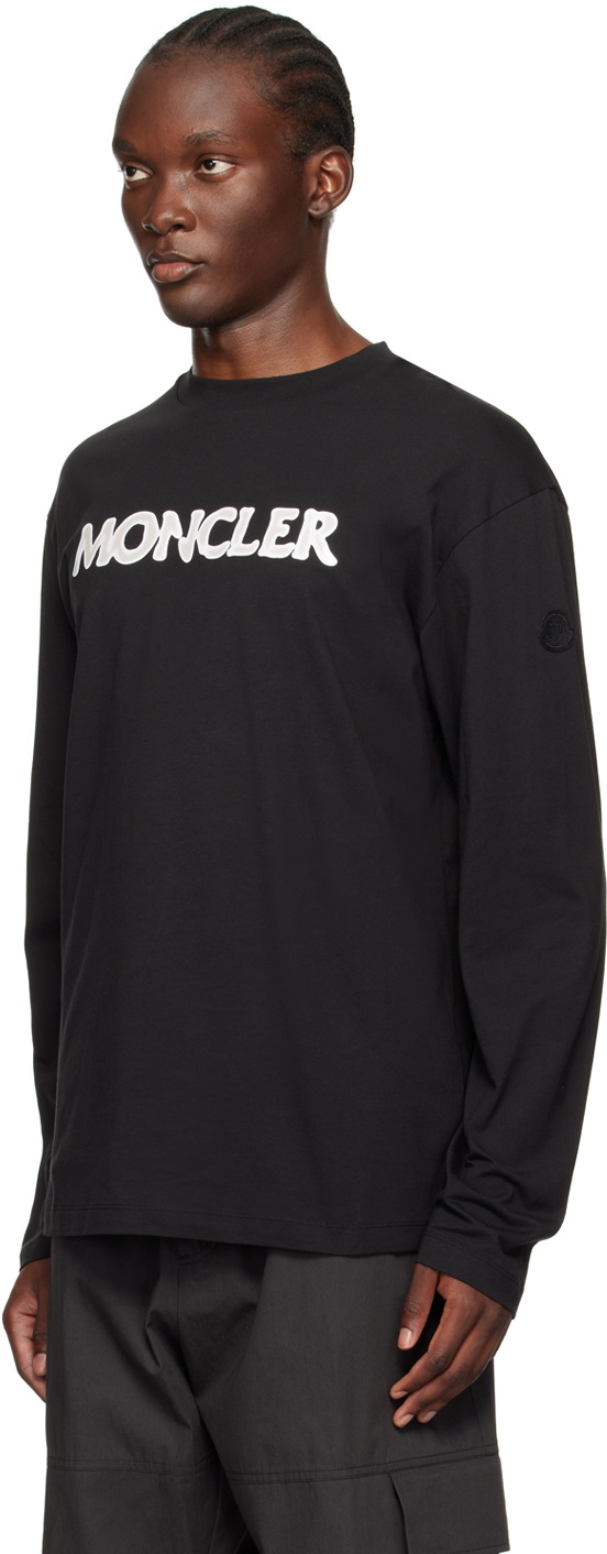 Moncler Tシャツ Logo Long Sleeve Cotton T-Shirt 関税込 Moncler Black Logo Appliqué Long Sleeve T-Shirt Moncler