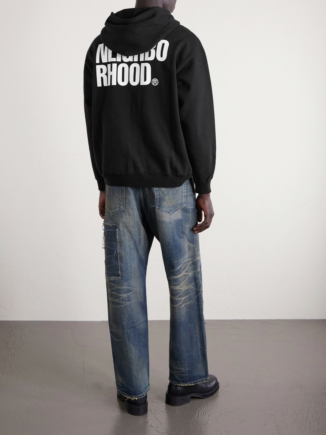 Neighborhood - Logo-Print Cotton-Jersey Hoodie - Black