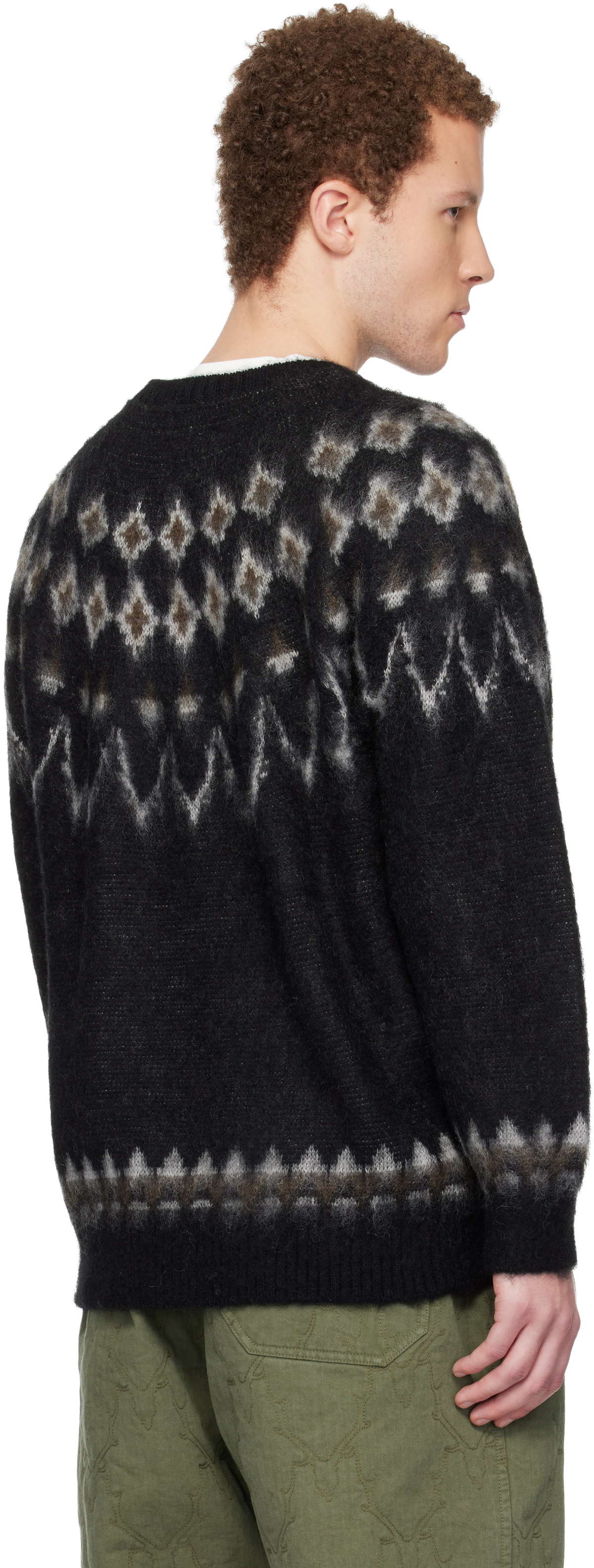 South2 West8 Black Mohair Crew Neck Sweater