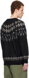 South2 West8 Black Mohair Crew Neck Sweater