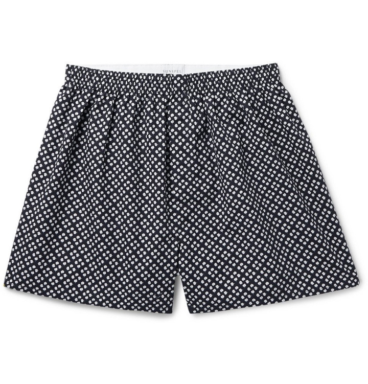 Photo: Sunspel - Printed Cotton Boxer Shorts - Navy