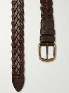 Anderson & Sheppard - 3.5cm Woven Leather Belt - Brown