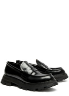 Alexander Mcqueen Wander Glossed Leather Penny Loafers Black