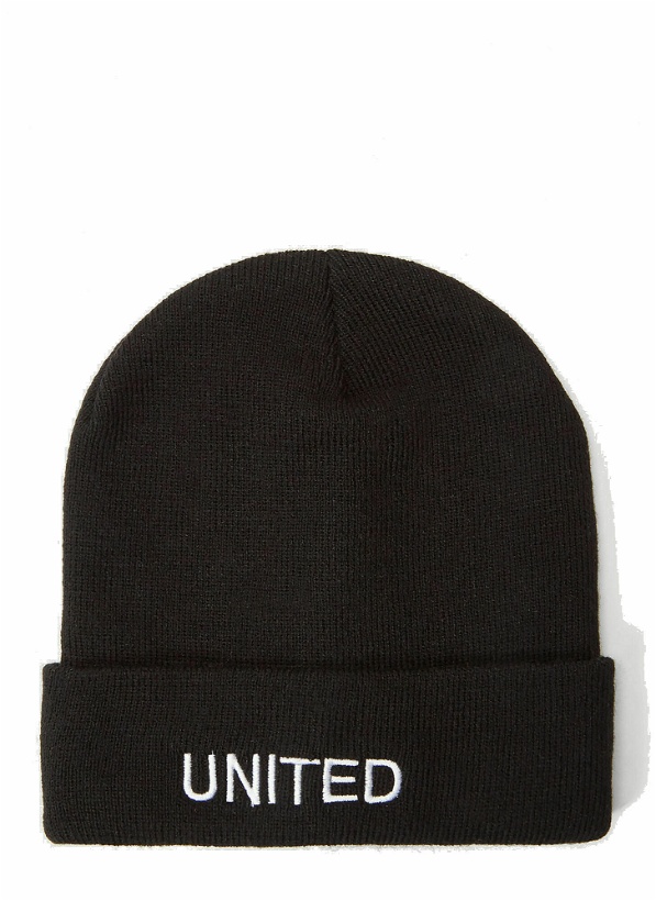 Photo: Embroidered-Logo Beanie Hat in Black