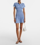 Gucci Shirred striped silk piqué polo dress