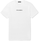 Dolce & Gabbana - Slim-Fit Logo-Embroidered Cotton-Jersey T-Shirt - White