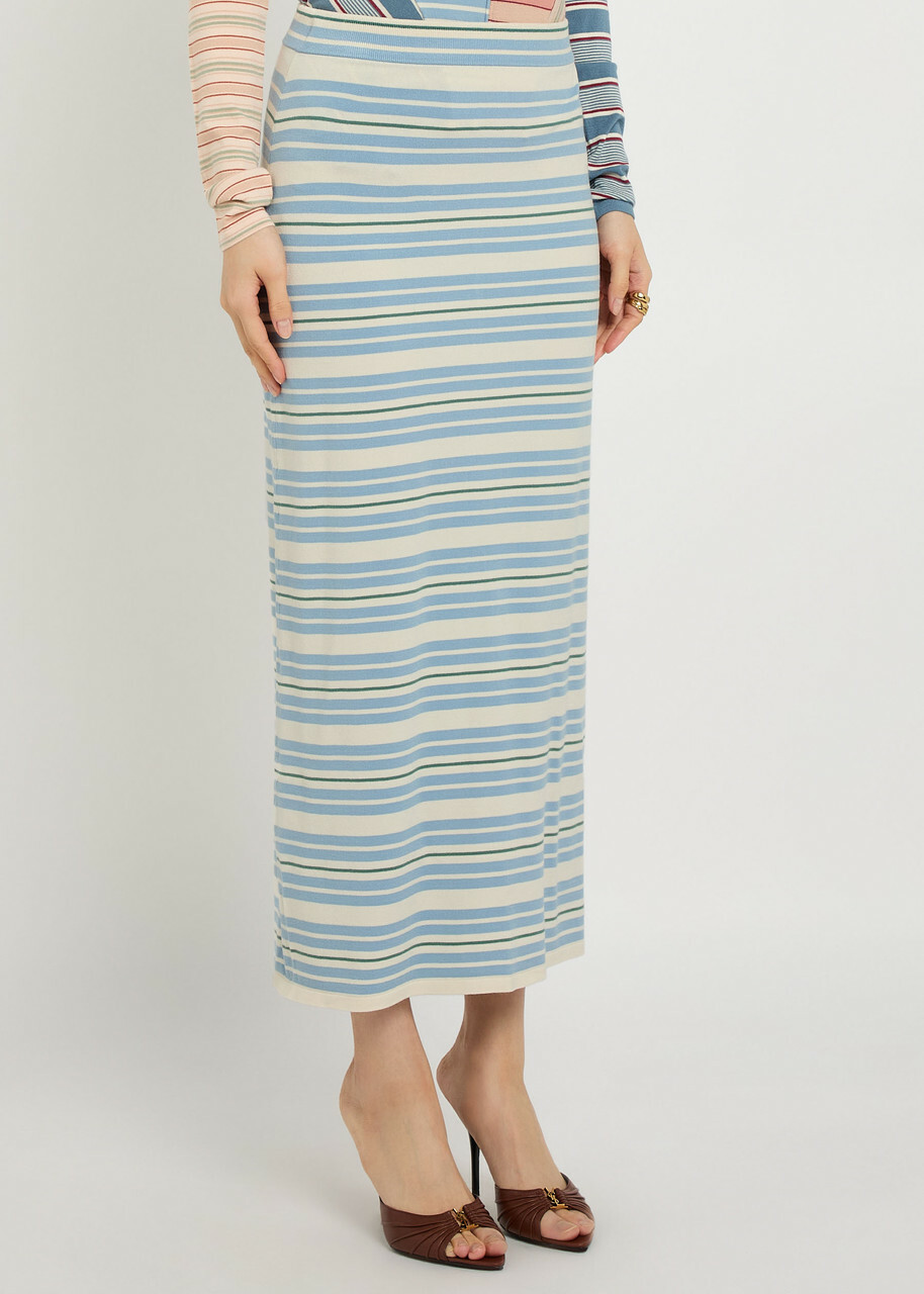 Zimmermann Rebellion Striped Knit Midi Skirt Multicoloured 1