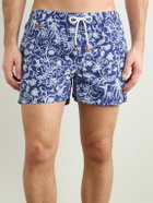 Kiton - Straight-Leg Mid-Length Printed Swim Shorts - Blue
