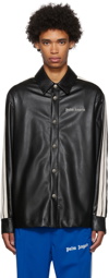 Palm Angels Black Faux-Leather Shirt