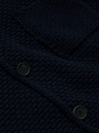 Anderson & Sheppard - Slim-Fit Textured Wool and Cashmere-Blend Cardigan - Blue