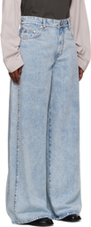 We11done Blue Oversized Low-Rise Jeans