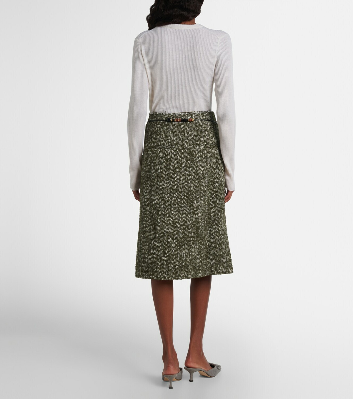 Xu Zhi Herringbone midi skirt