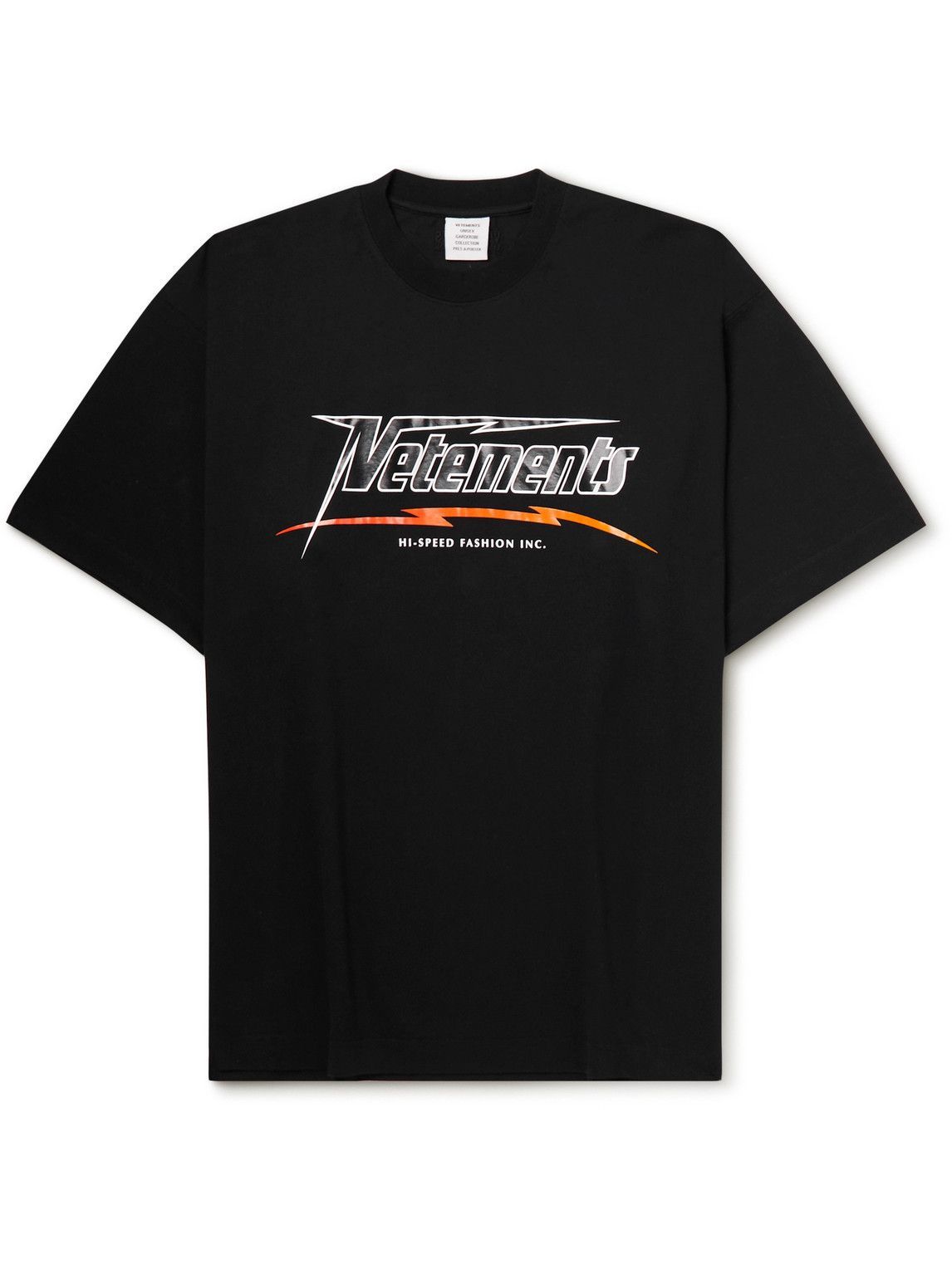 VETEMENTS - Oversized Logo-Print Cotton-Jersey T-Shirt - Black