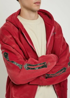Amiri Amiri Bones Embellished Hooded Cotton Sweatshirt Red