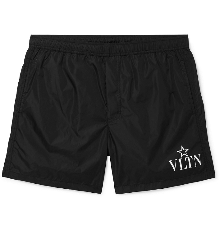Photo: Valentino - Short-Length Logo-Print Swim Shorts - Black