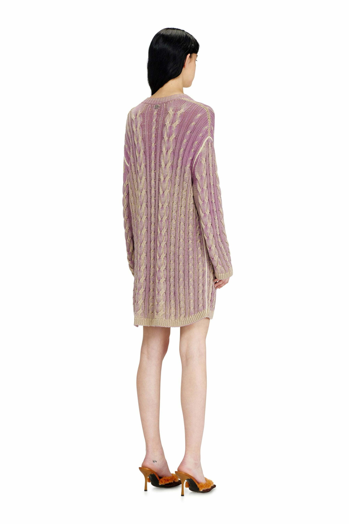 Diesel Short sweater dress in cable knit - Dresses Womens in Violet