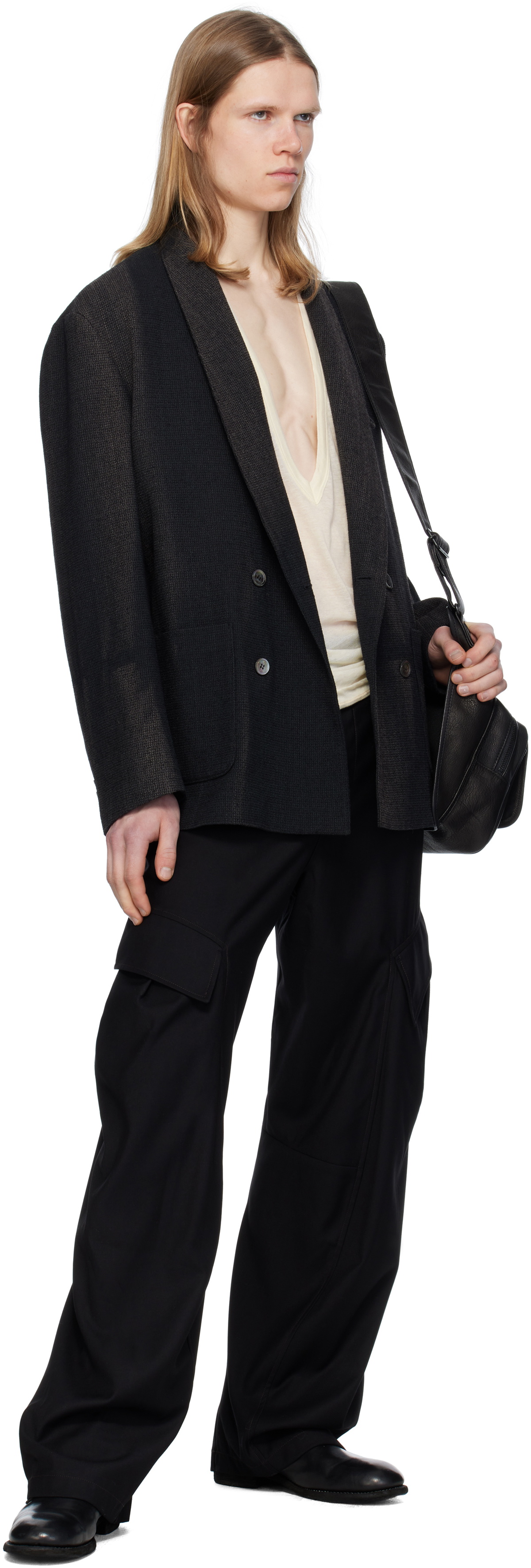 JiyongKim Black Sun-Bleached Tailored Blazer