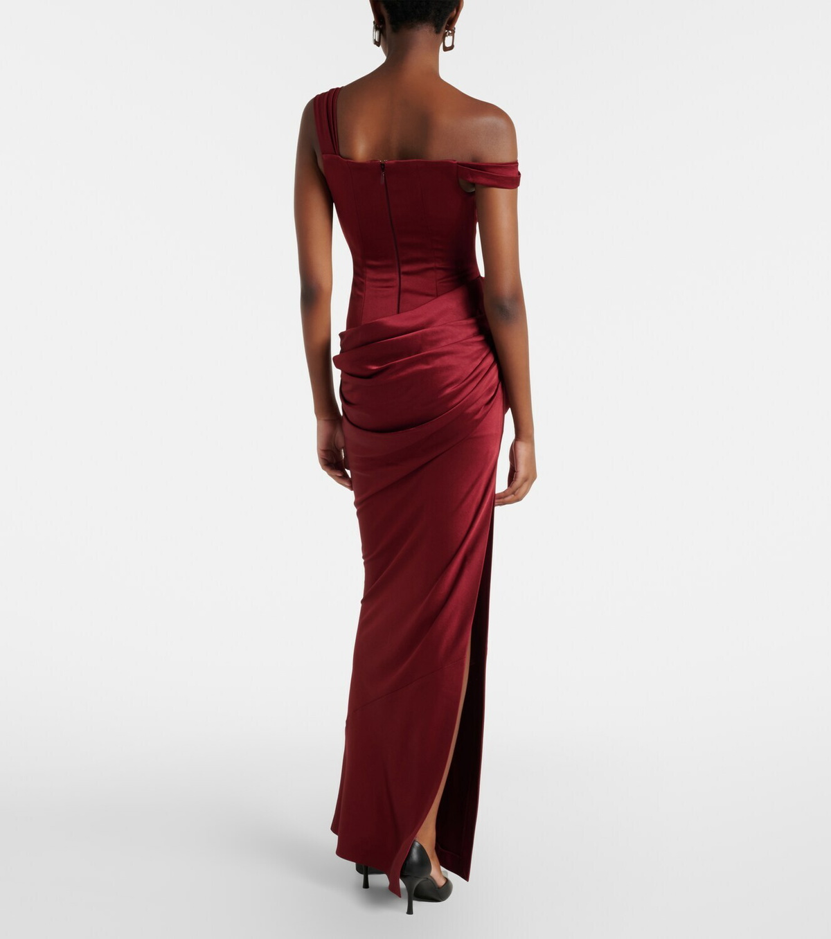 Alex Perry Draped crêpe satin bustier gown
