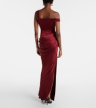 Alex Perry Draped crêpe satin bustier gown