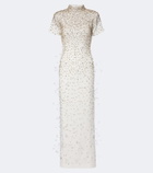 Là Fuori Seraphina embellished feather-trimmed gown