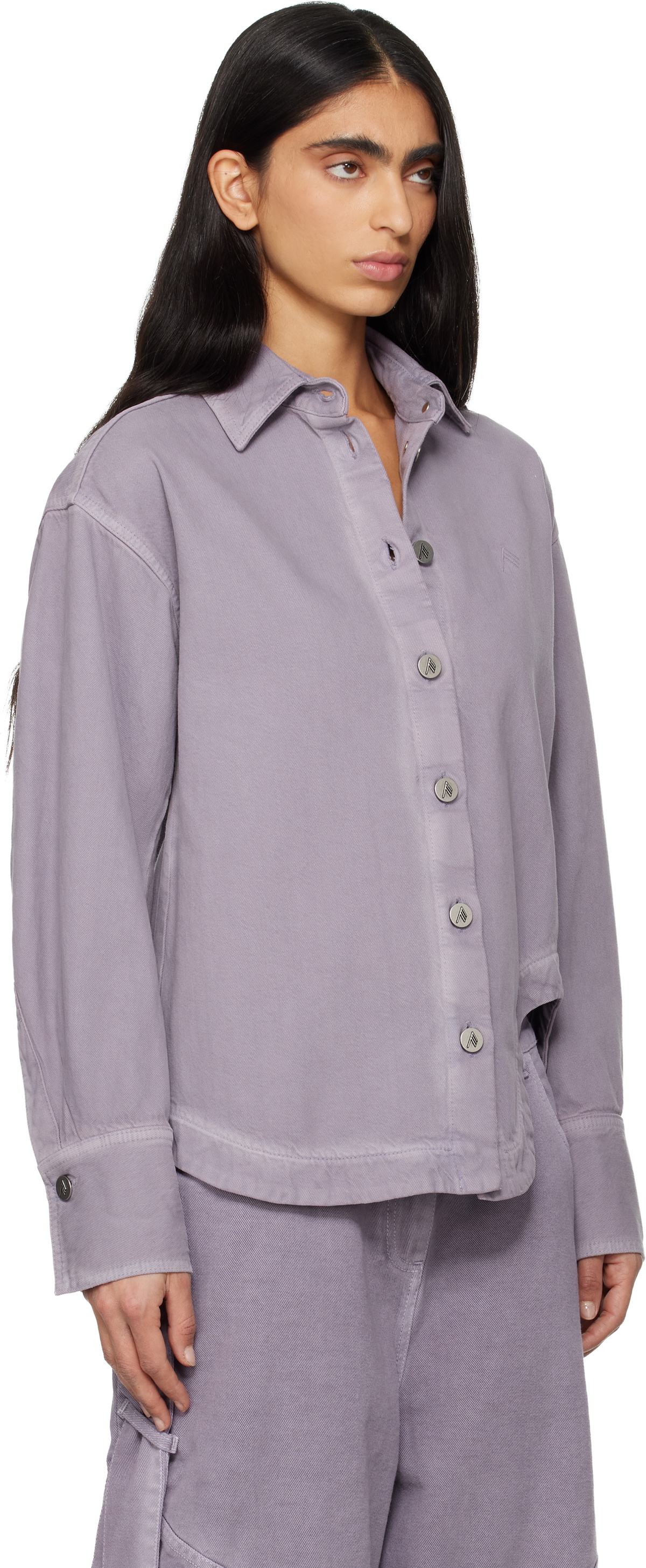 The Attico Purple Eliza Denim Shirt