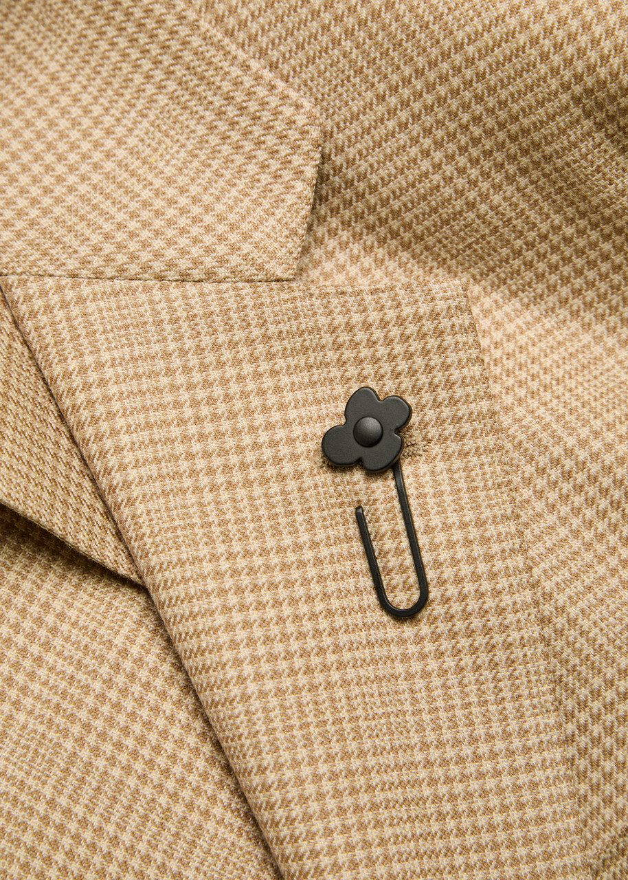 Lardini Houndstooth Wool and Cotton-blend Blazer Tan