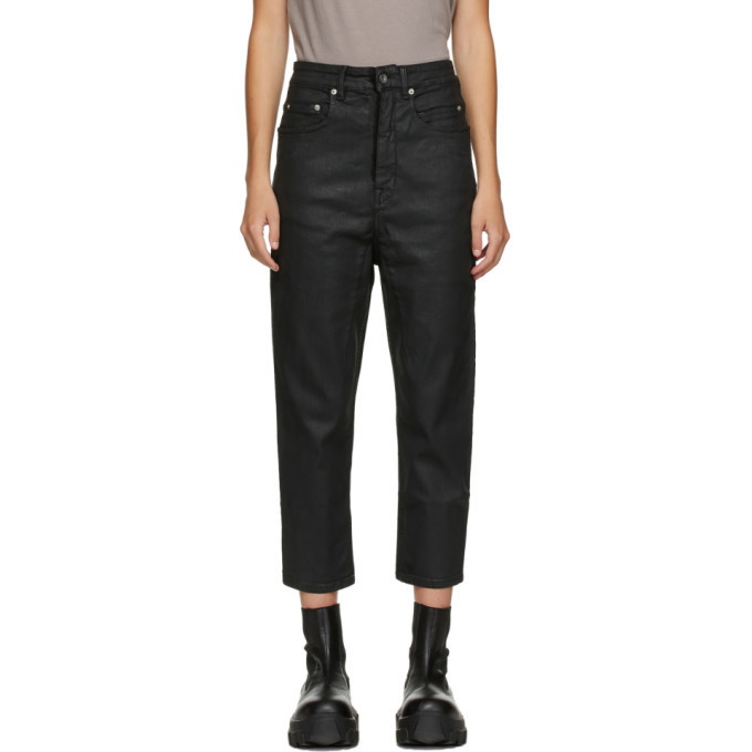 Rick Owens Drkshdw Black Cropped Collapse Jeans Rick Owens Drkshdw