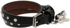 Alexander McQueen Black & Silver Double Wrap Studded Skull Bracelet