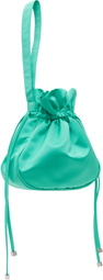 Blumarine Green Satin Rhinestone Logo Pouch
