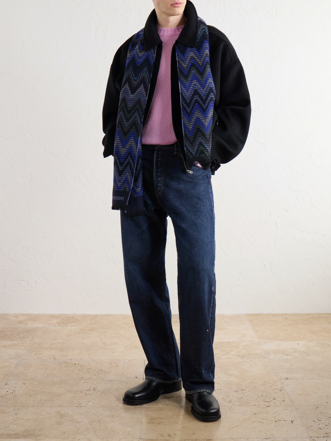 Missoni - Striped Crochet-Knit Wool Scarf - Blue