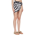 BALMAIN Black & White Tie Sarong Cover-Up Skirt