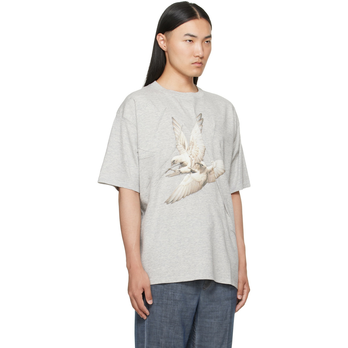Maison Margiela Gray Creased Bird T-shirt