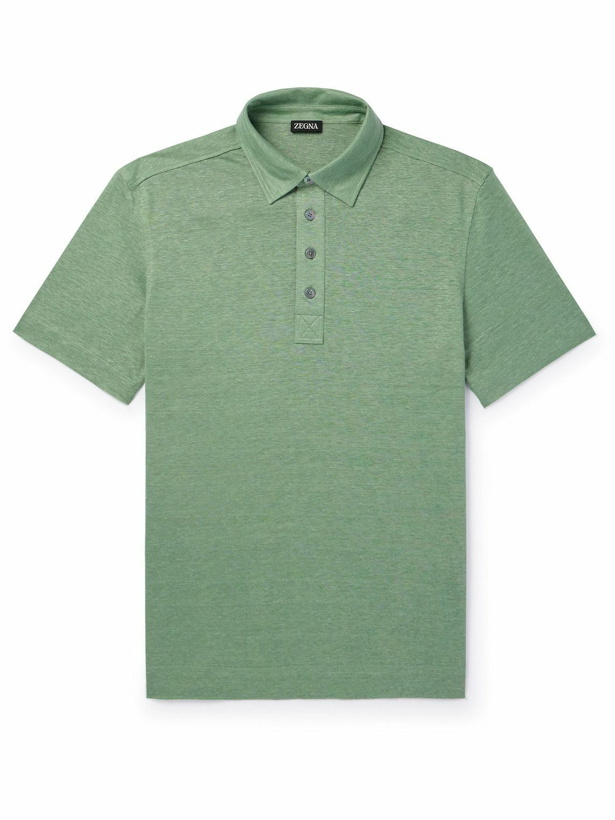 Photo: Zegna - Slim-Fit Linen Polo Shirt - Green