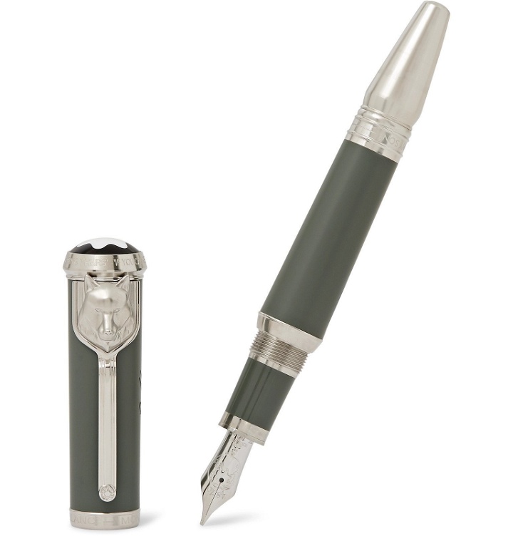 Photo: Montblanc - Writers Edition Kipling Platinum-Plated and Resin Fountain Pen - Gray
