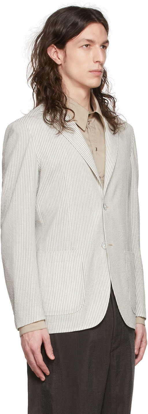 Ring Jacket White & Gray Wool Blazer