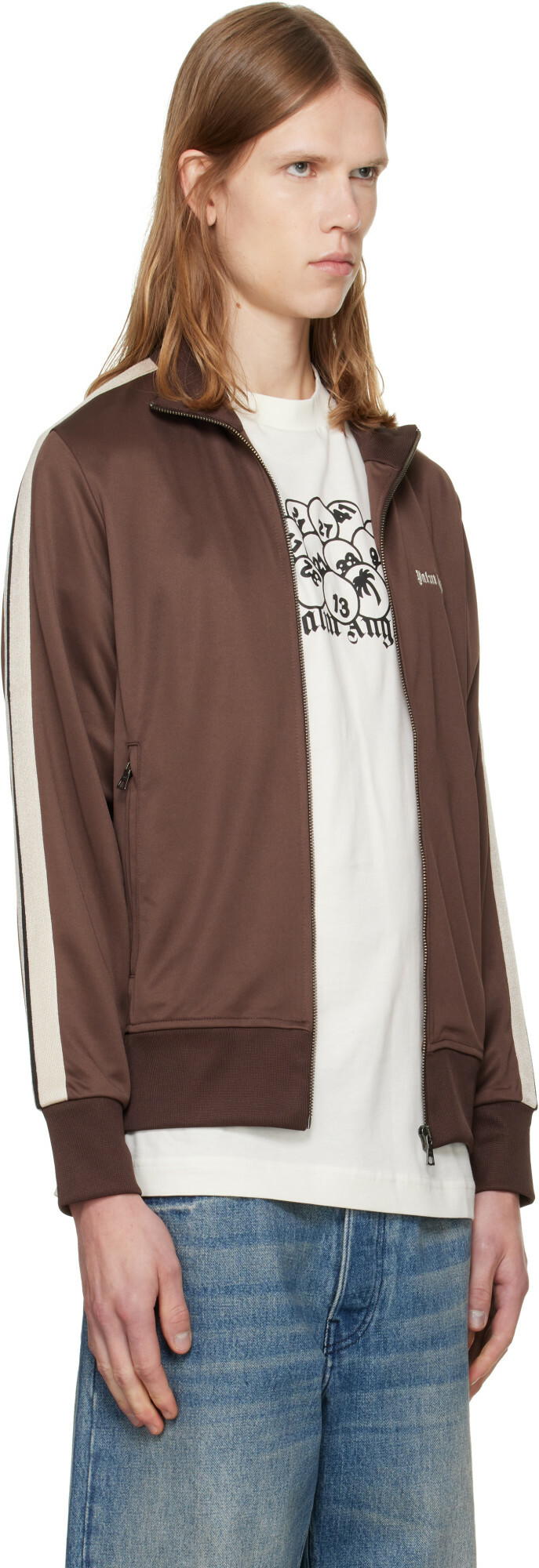 Palm Angels Brown Classic Logo Track Jacket
