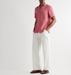 Altea - Camp-Collar Embroidered Linen Shirt - Pink