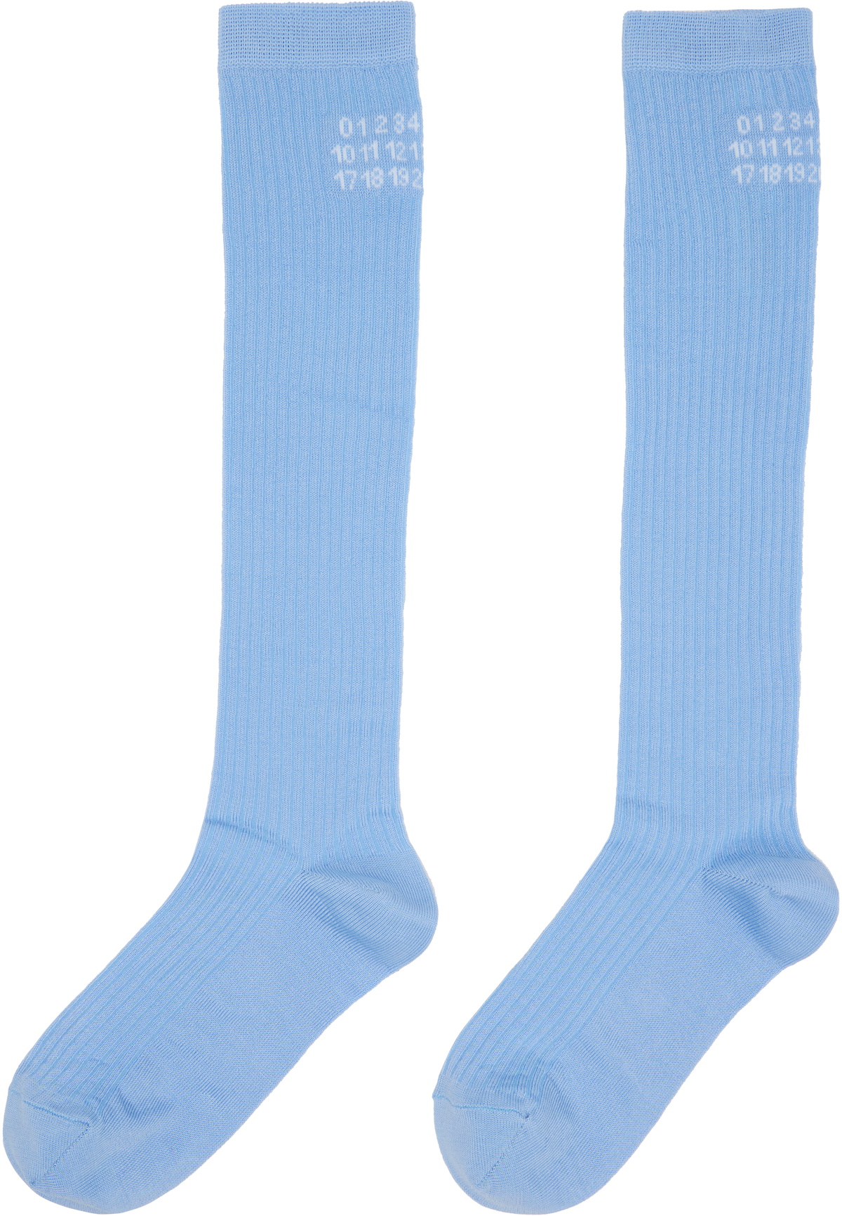 MM6 Maison Margiela Blue Rib Knee-High Socks