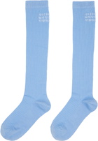 MM6 Maison Margiela Blue Rib Knee-High Socks