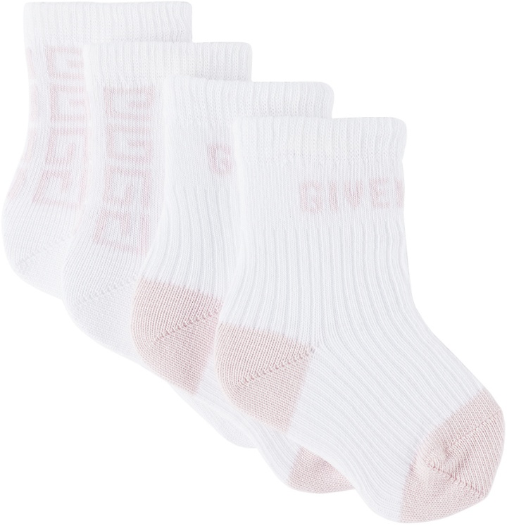 Photo: Givenchy Two-Pack Baby White & Pink Logo Socks