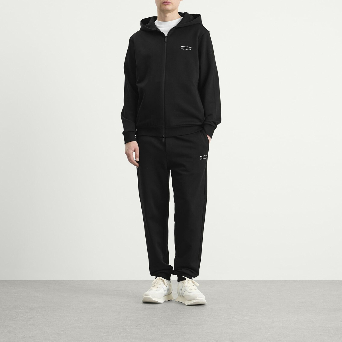 Moncler Men's Stripe Logo Sweatpants in Black