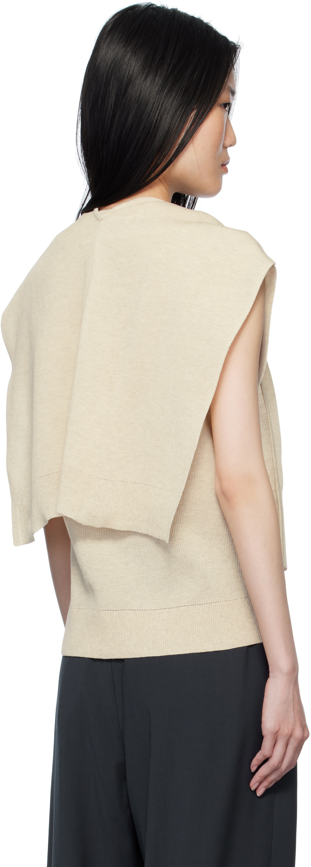 LE17SEPTEMBRE Beige Ribbed Muffler Cardigan