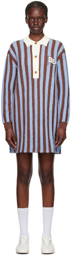 Photo: Maison Kitsuné Blue & Brown Striped Minidress