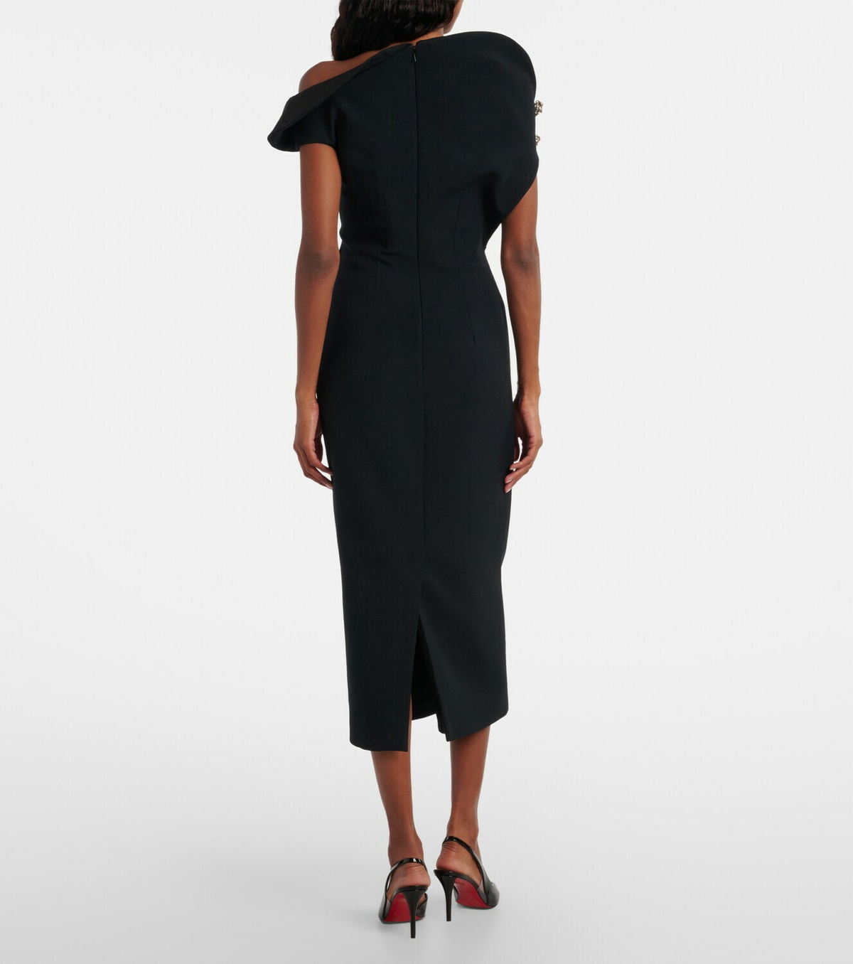 Safiyaa Reina asymmetric embellished midi dress