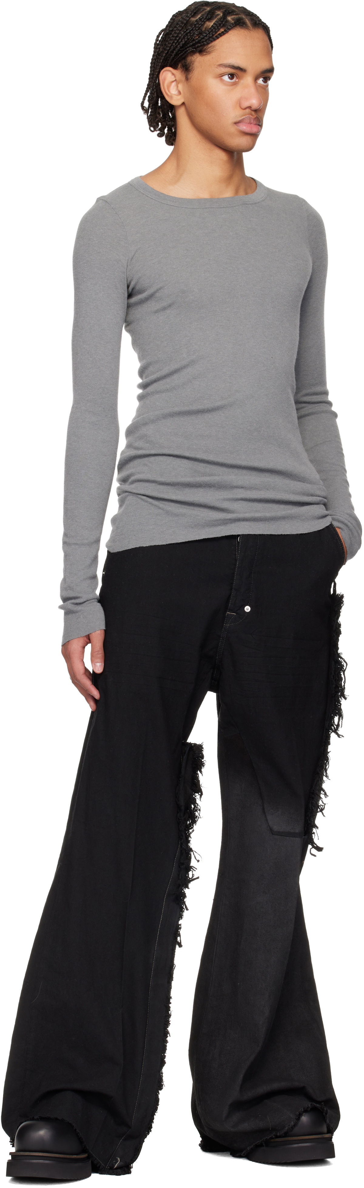 Rick Owens Black Temple Beatle Bogun Chelsea Boots