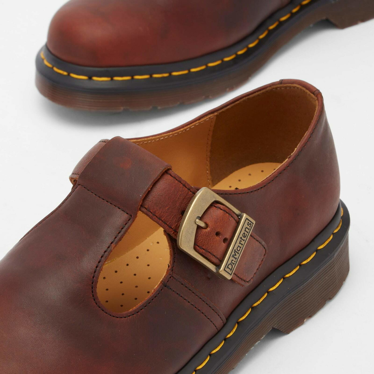 Dr. Martens Women's T-Bar Shoe Whiskey Regency Calf in Brown Dr