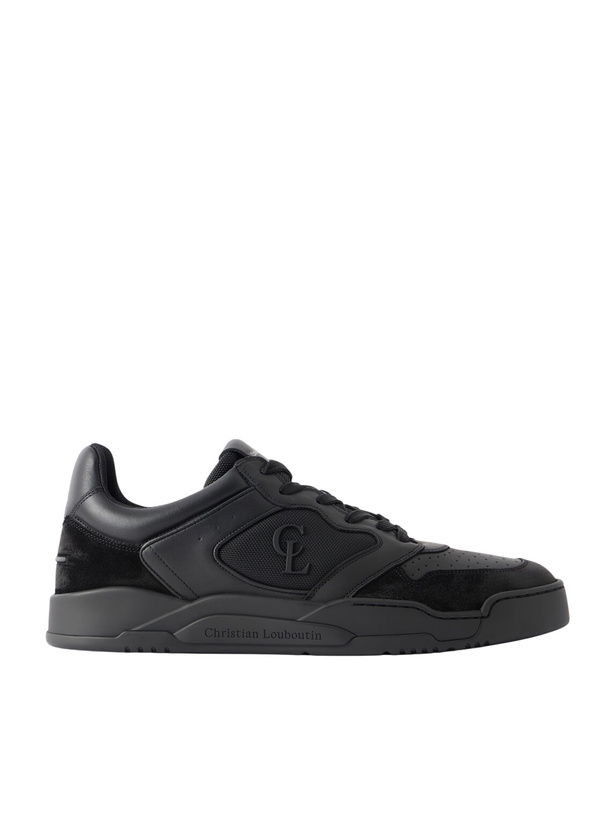Photo: Christian Louboutin - Basketball 1 Retro Suede and Mesh-Trimmed Leather Sneakers - Black