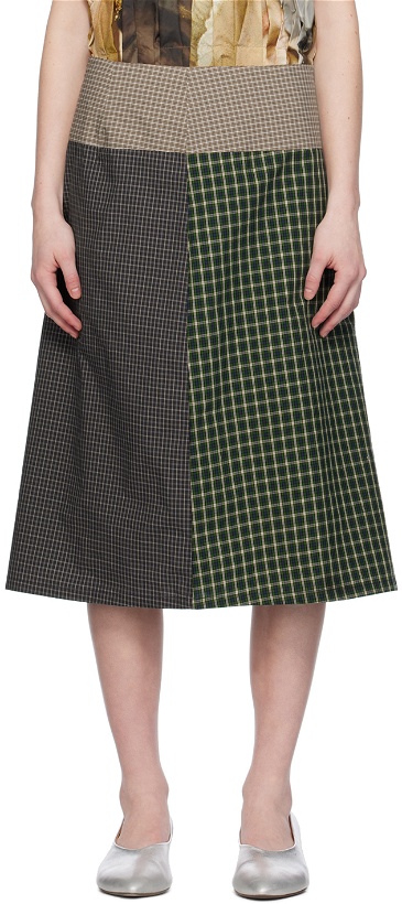 Photo: SC103 Green Shade Midi Skirt
